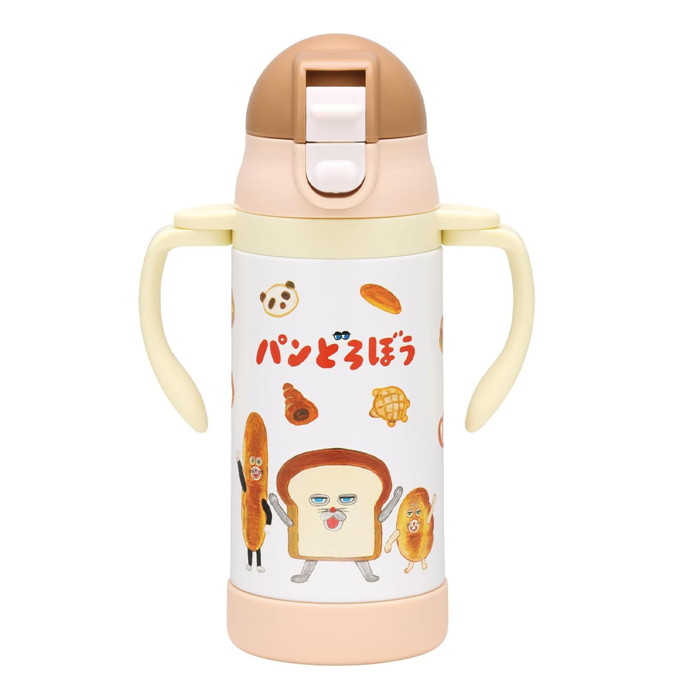 スケーター(Skater) 2WAY 両手ハンドル ストロー付き ステンレス 水筒 350ml ベビーマグ パンどろぼう STWM3N-A
