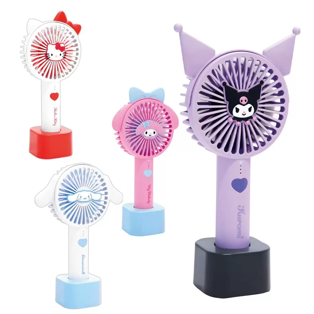 サンリオ 耳付きミニ扇風機｜USB充電式 手持ち＆卓上2WAYファン コンパクト＆かわいい携帯型 /マイメロディ/シナモロール/ハローキティ/クロミ